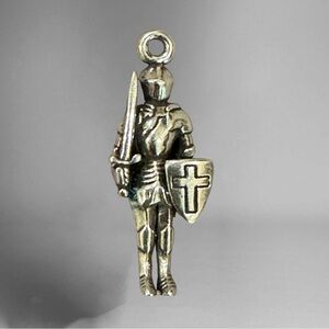 Adorable Knight In Shining Armor Bracelet / Necklace Charm Sterling Silver 925